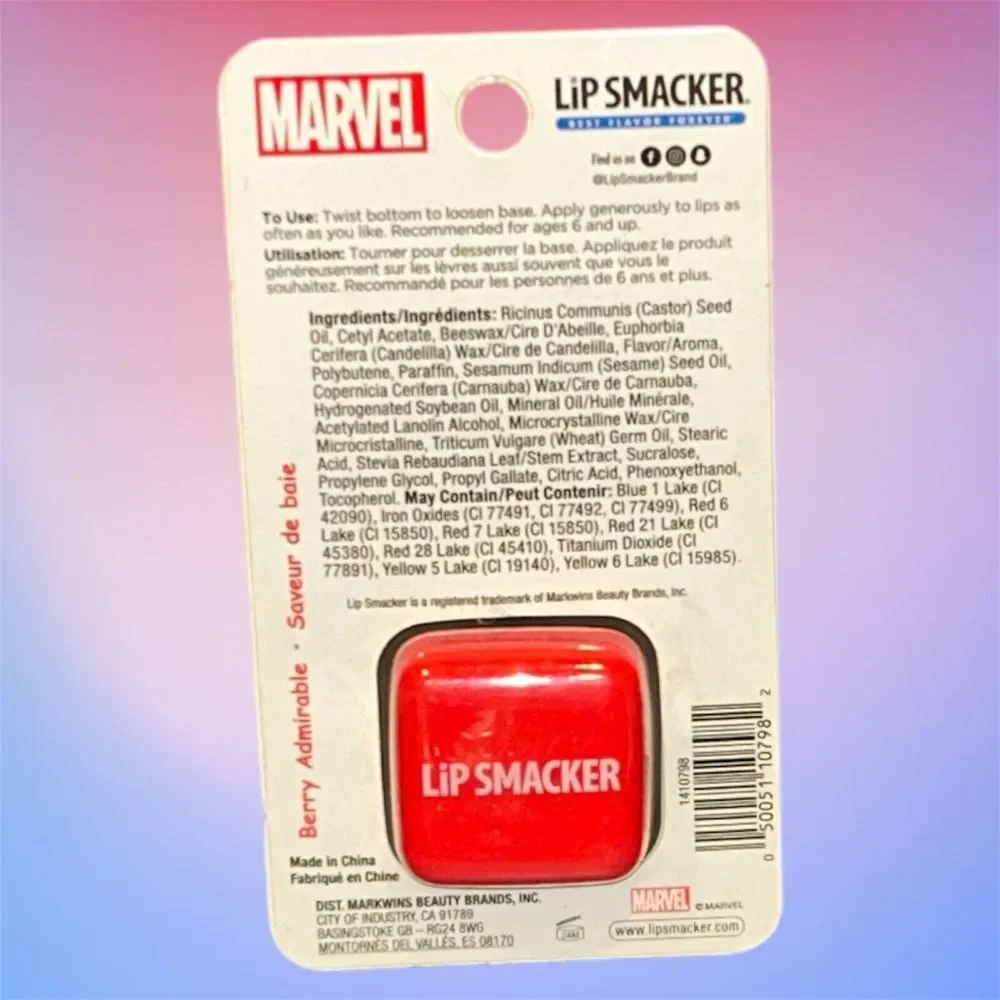Kids Marvel Captain America Lip Smacker balm Cube Keychain Berry Admirable